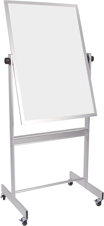 Best-Rite Deluxe Reversible Mobile Whiteboard, Dura-Rite HPL Markerboard Both Sides, Aluminum Trim, Panel Size 30 x 40 Inches (668AC-HH)