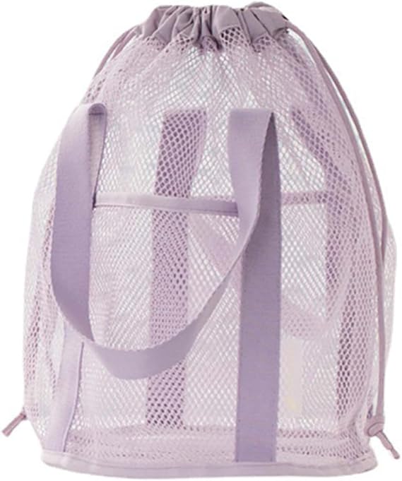 Portable Mesh Shower Caddy, Purple | Drawstring Pockets, Hanging Toiletry Bag, Quick-Dry, For College Dorms, Travel, Gym & Camping