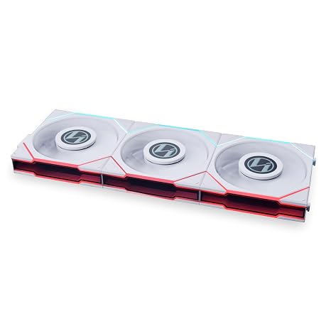 Lian Li UNI FAN TL LCD Series Fan, Pack of 3, Includes Controller, Standard Blade, Daisy Chaining, Fluid Dynamic Bearing, 120 mm, White