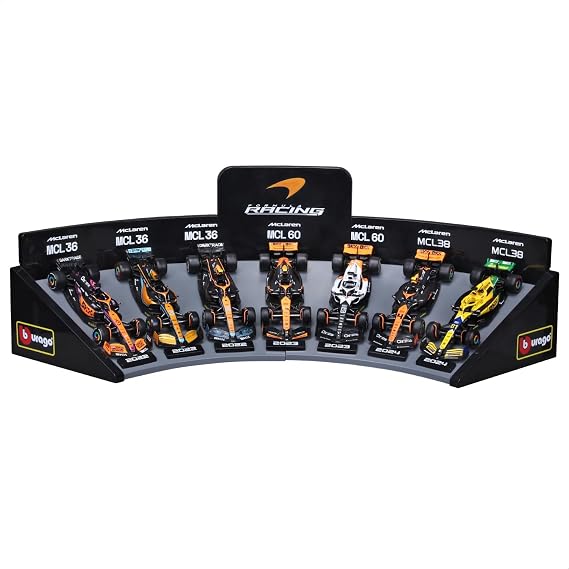 BBurago Formula 1 F1 McLaren Gift Set with Display Stand 1:43 Scale Incredibly Detailed Die-Cast Collectible Replica Race Car