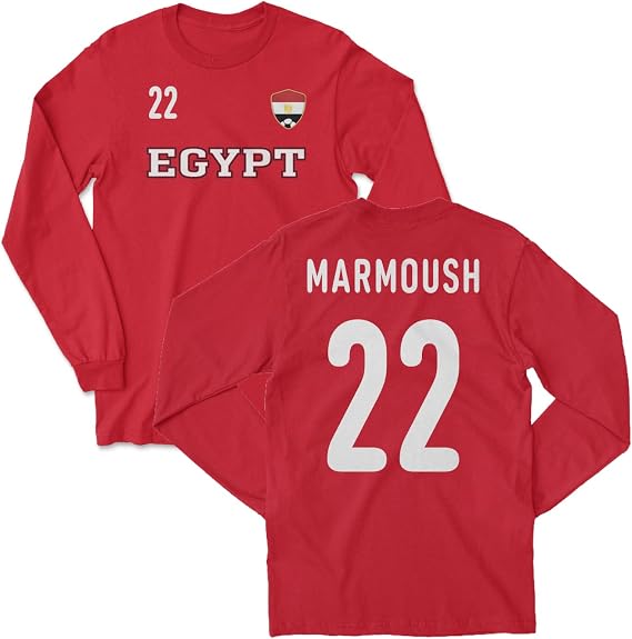 Egypt Marmoush 22 Inspired Soccer Jersey Style 2-Side Long Sleeve T-Shirt