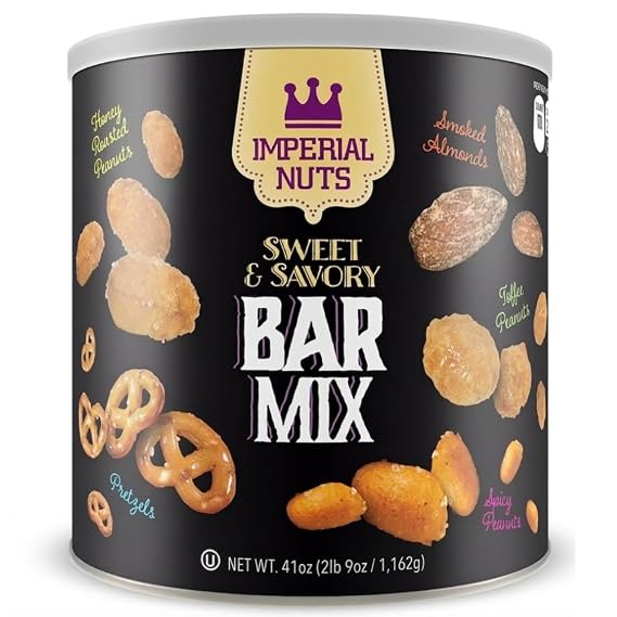 Imperial Nuts Sweet & Savory Bar Mix - Featuring Smoked Almonds, Pretzels, Toffee Peanuts, Spicy Peanuts, Honey Roasted Peanuts, Delicious tasty snack for any occasion!