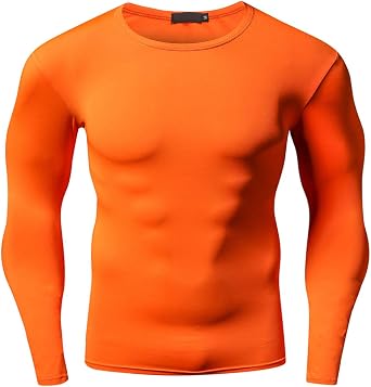 Red Plume Men's Cool Dry Fit Long Sleeve Compression Shirts, Active Sports Athletic Workout Shirt, Sports Base Layer T-Shirt