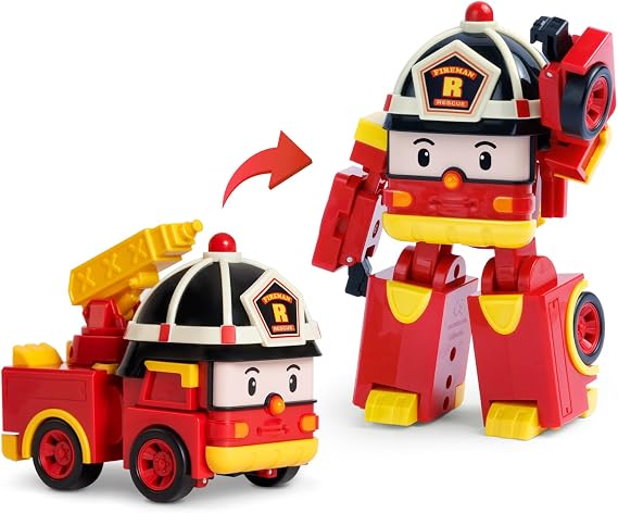 Robot Carpoly, 4-Inch Transformation Roy, Single Item, 2-Way, From Car, To Robot, Birthday Gift, Working Car | Genuine, 2-way car transformation into a robot, birthday present, working car, fire truck
