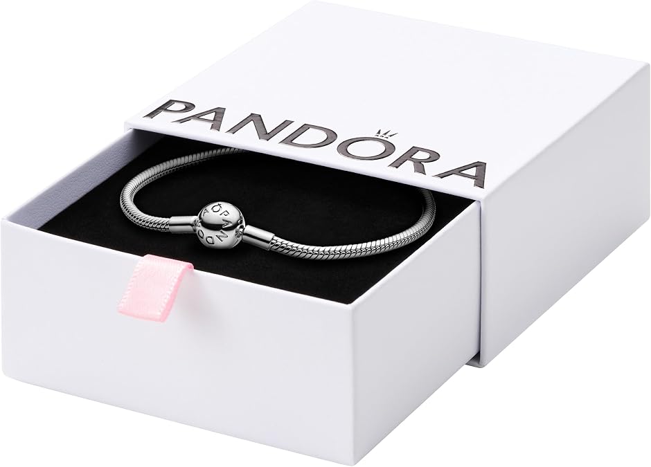 PANDORA Jewelry Smooth Moments Snake Chain Charm Sterling Silver Bracelet, 8.3"