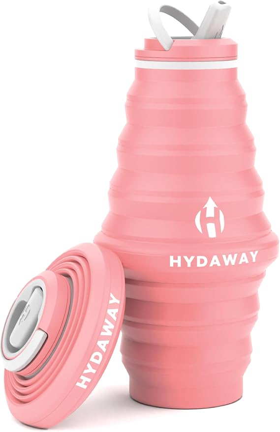 HYDAWAY Collapsible Water Bottle - 25oz I Reusable Water Bottle with Flip Top Lid for Travel, Hiking, Backpacking I Portable & Leakproof, Food-Grade Silicone, BPA Free, Collapses to 1.5”