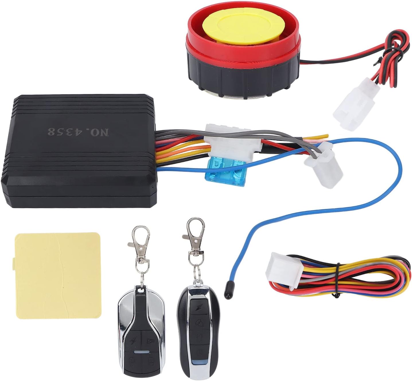 12V Motorcycle Alarm System,Remote Motorcycle Anti Theft System,Universal Motorcycle Waterproof Anti Theft Alarm System Kit One Way with Double Remote Control for Motorbike Scooter