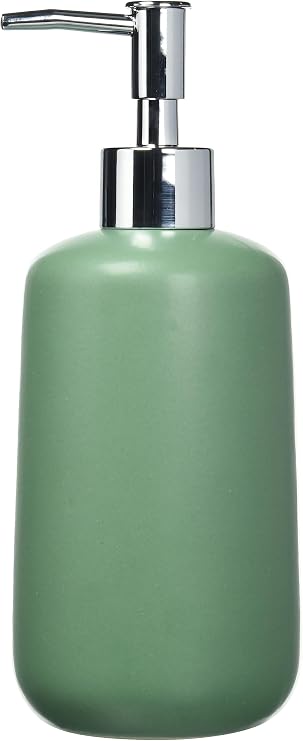 Allstar Olinda Refillable Tapered Hand Soap Dispenser, Frosted Finish, Ceramic, 500 ml, 8 x 20 x 7.7 cm, Green