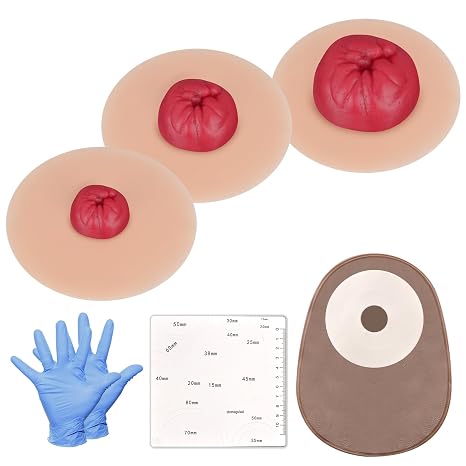 Sticky Colostomy Simulators, Stoma Training Model Set | Ostomy Care Practice Models for Medical Training and Patient Education- Light