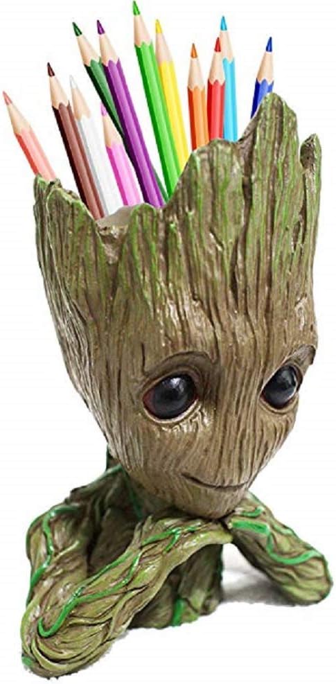 boxod Flowerpot Treeman Baby Groot Succulent Planter Cute Green Plants Flower Pot with Hole Pen Holder Absorbed