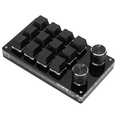 Tbest 12 Keys Programmable Keyboard,One Handed Macro Mechanical Keyboard 12 Key Multifunction DIY Programmable Keypad for Office Gaming Lab