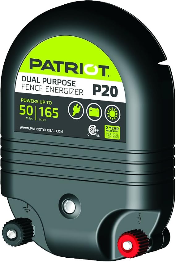 Patriot P20 Dual Purpose Electric Fence Energizer, 2.0 Joule