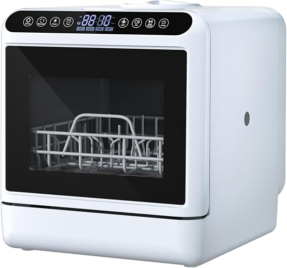 Countertop Dishwasher Portable Dishwasher Mini Dishwasher with 5L Water Tank Automatic Smart Countertop Dishwasher with 5 Place Settings, 2-Tier Rack, Air-Dry Function US