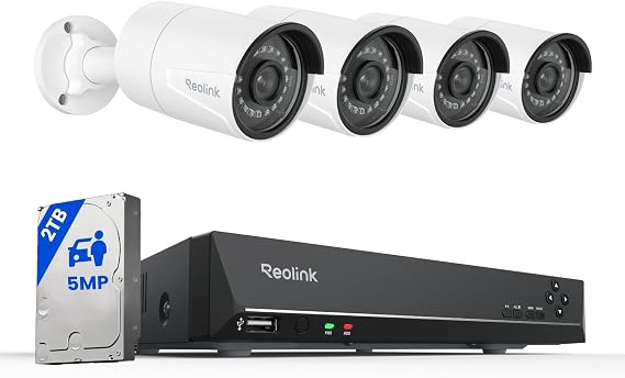 REOLINK 8CH 5MP PoE Security Camera System with 2TB HDD RLK8-410B4-5MP