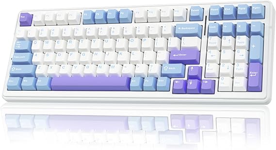 Aula F99 3 Modes RGB Hot Swap Mechanical Linear GrayWood V3 Switch Wireless Macro Keyboard Lila