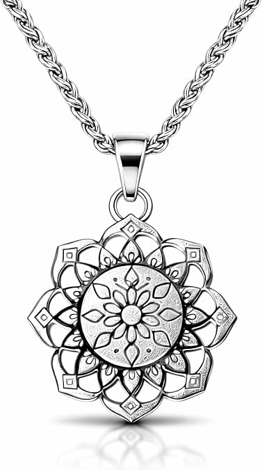Mandala Necklace Symbol of Balance, Harmony, and Spiritual Growth Meaningful Mandala Pendant for Meditation, Positive Energy, and Mindfulness Gift for Mom, Dad, Daughter, Son, Friend, Women and Men