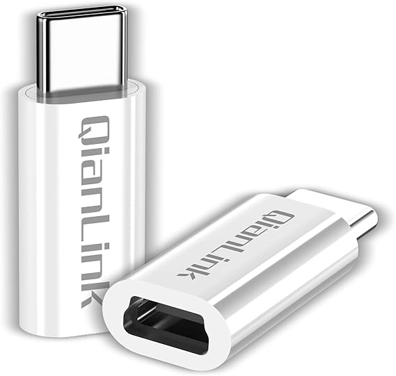 Mini USB to USB C Adapter, (2-Pack) Mini USB Female to USB C Male Convert Charging & Data Sync Compatible with Samsung Galaxy S10 S9 S8 Plus Note 9 8, LG V40 V35 V30 V20 G7 G6 G5,Moto Z2 Z3