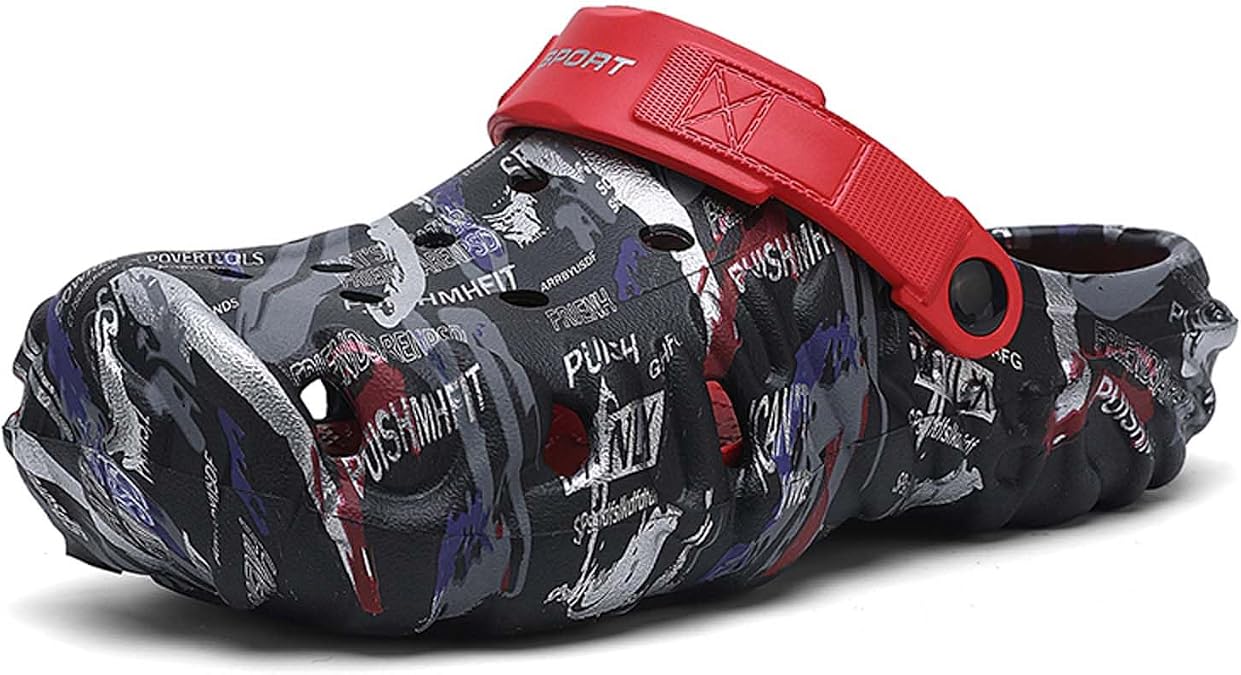 Men's Street-Style Mules Open-Toe Slides Indoor/Outdoor Sandals Non-Slip Bathing Shoes Fashionable Beach Shoes