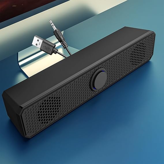 Wired Computer Speakers for Desktop Pc Laptop HiFi Gaming Speakers | Volume Knob Noise Cancelling USB Speaker 360 Surround Sound Sound Bar for Pc Computer Soundbar Sound Bars for Smart Tv