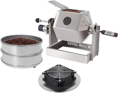 Coffee Bean Roaster with Coffee Bean Cooler, Gas 500g Coffee Bean Baker Drum Type Automatic Coffee Bean Roasting Machine for Home and Commercial Use