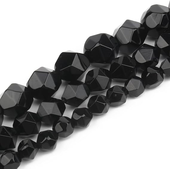 Black Onyx Stone Faceted Beads, 6mm, 63pcs/Strand, Unique Loose Natural Stone Beads.for Creating Elegant Bracelet Necklaces Jewelry supplys, Catch The Light for Dazzling Sparkle DIY.
