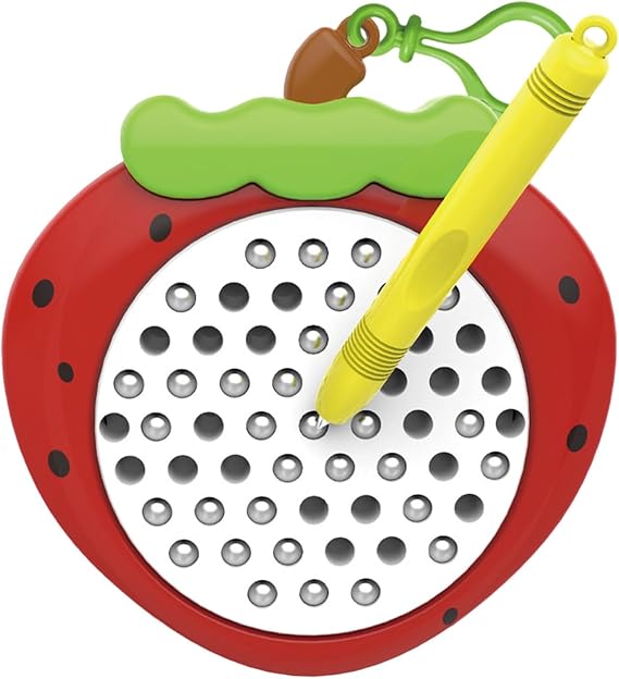 Magnetic Steel Ball Drawing Board, Animal Fruit Theme Portable Keychain Sketch Toy, Mini Magnet Dot Pad Panel for School Commutes Backpack Hanging