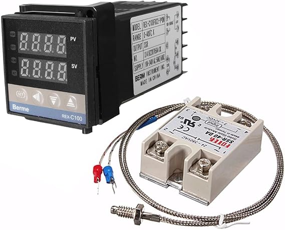 Digital LCD PID REX-C100 Temperature Controller Set + K Thermocouple + Max.40A SSR