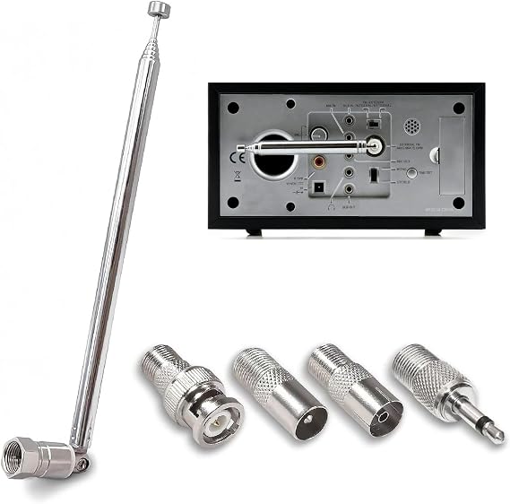 75 Ohm Telescopic DAB Aerial, FM Radio Antenna F Type Plug for HiFi Stereo