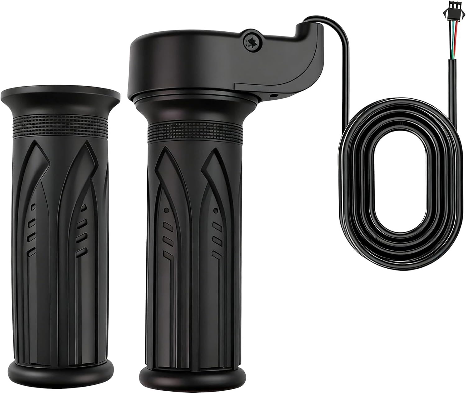 1 Pair E Bike Full Twist Throttle, 12V-72V 3 Pin Connection Electric Bike Throttle Twist Grip, Universal Throttle Twist Grip with SM Plug for Electric Bicycle Ebike Right Left Hand Grip 22mm Handlebar