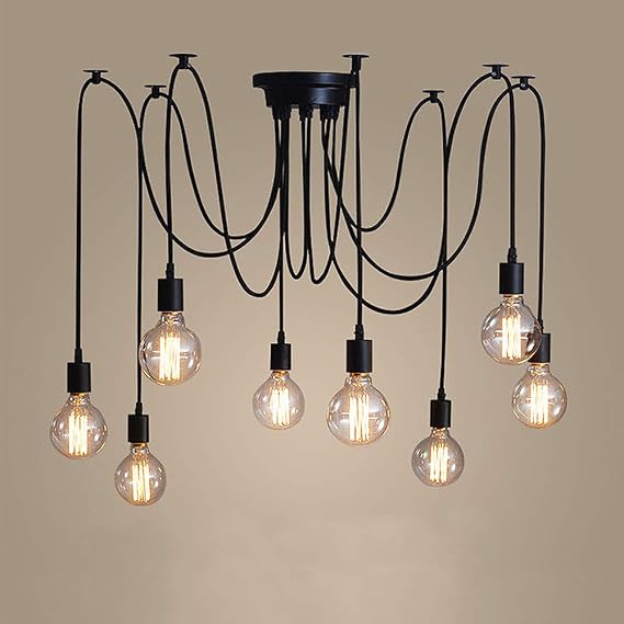 Hanging Lamp E27 Chandelier Lamp Vintage Retro Pendant Light Ceiling Lamp Hanging Lamps Industrial Pendant Light for Kitchen Bedroom and Hotel Decoration Pendant Lights,4heads