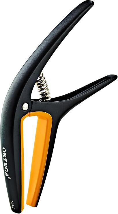 Ortega TWINcapo 2 In 1 Capo for Guitars w/Curved & Flat Fretboards, Black (TWCAPO-SBK)