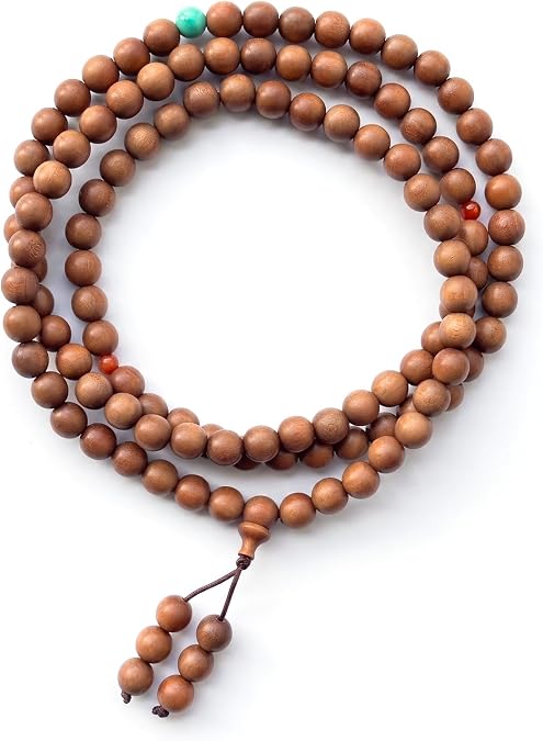 108 Mala Bead Bracelets, Authentic White Sandalwood Bead Necklace