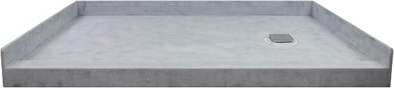Transolid FTT6032R Ready to Tile 60-in L x 32-in W Shower Base with Right Hand Drain in Dark Grey