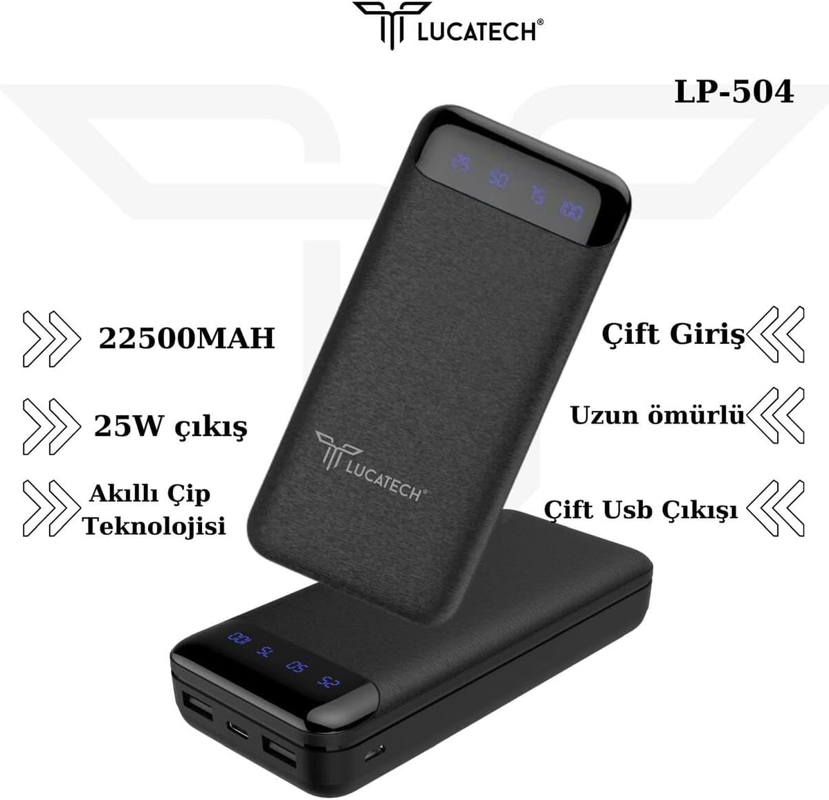 Xiaoma 14 / Samsung S23 / iPhone 14 / Huawei P60 uyumlu 22.500 mAh Hızlı Şarj Powerbank Net Tiz - LÜ504S362