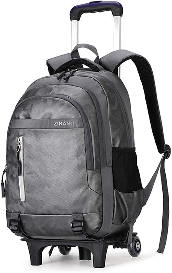 Trolley School Bag with Wheels Rolling School Backpack for Children Students Children Boys Girls 2 Wheels, A