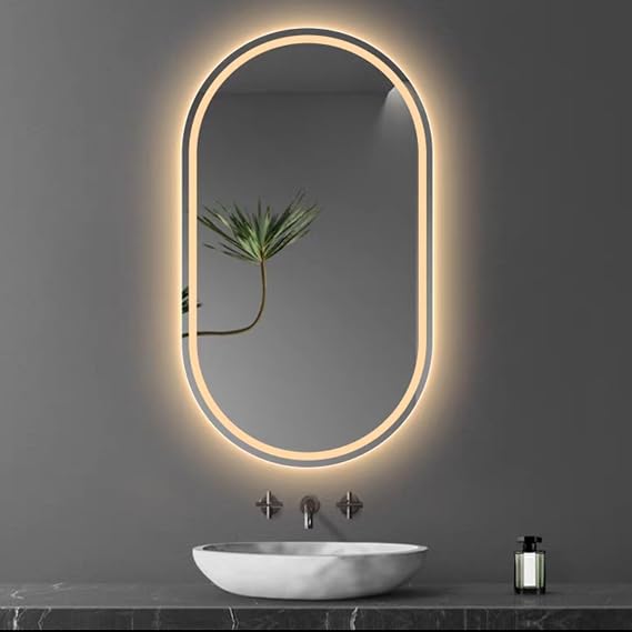 Bathroom Mirror With Led Lights, Vanity Mirror lights, 3 Colors Dimmable Light (Style B,50X80CM)
