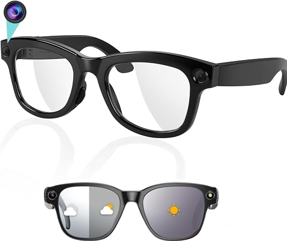 AI Smart Glasses with Camera 800W HD1080P AI Real-Time Translation, Bluetooth Audio Smart Glasses with Camera, Hands-Free Video Recorder for Travel, Sports, Outdoor Use