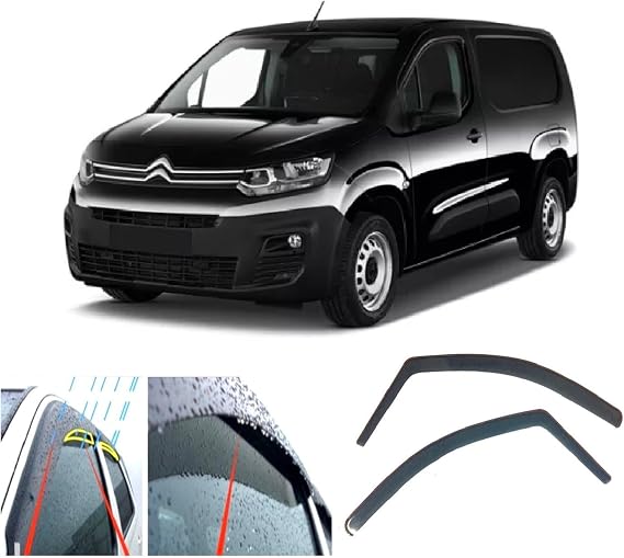 2x Wind Deflectors Compatible With Citroen Berlingo III 3 for Peugeot Rifter Partner for Vauxhall Combo for Toyota ProAce City 2018 - onwards