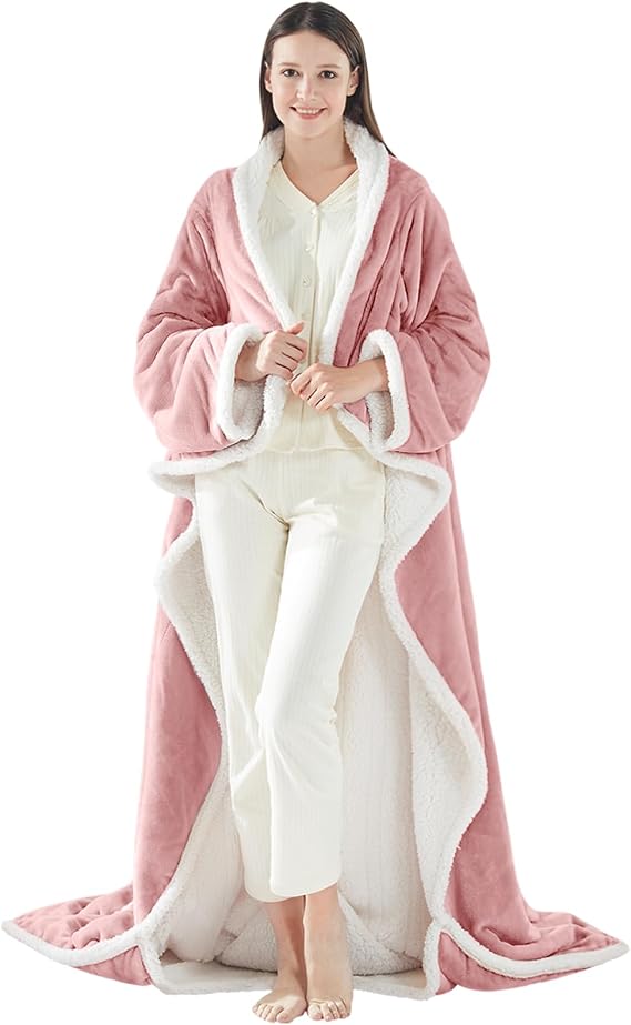 Sealy Wearable Electric Blanket with Foot Pocket, 50"x70"+18", Pink