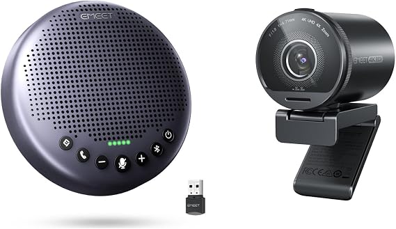 EMEET S800 4K Webcam for Streaming and Luna Plus Bluetooth Speakerphone