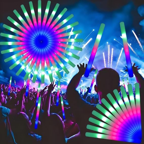 70PCS Foam Glow Sticks,14" Glow Sticks Bulk Party Pack,LED Glow Sticks Bulk Party Pack with 3 Modes Colorful Flashing,Glow in The Dark Party Supplies,For Wedding,Mother's day,Birthday party