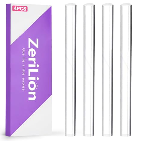4 Clear Acrylic Rods 6.3 x 0.5 Inch - Acrylic Sticks Plastic Dowels Glass Stirring Rods for DIY Crafts, Plant Stakes, Stirring, Art, School, Home