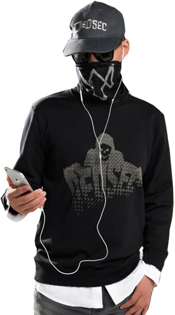 Elegant Men's Watch Dogs 2 Marcus Holloway Faux Two-Pieces Pullover Sweater Cosplay