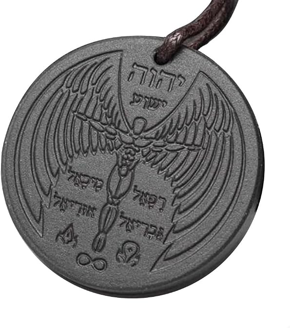 Volcanic Energy Stone Protection Shield Necklace,Flying Archangel Energy Necklace(43MM)