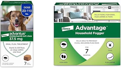 Bundle of Advantus Fast Acting Oral Flea Treatment Soft Chews Dogs 23-110 lbs. | 7 ct.  Advantage Household Fogger for Home Pack of 3