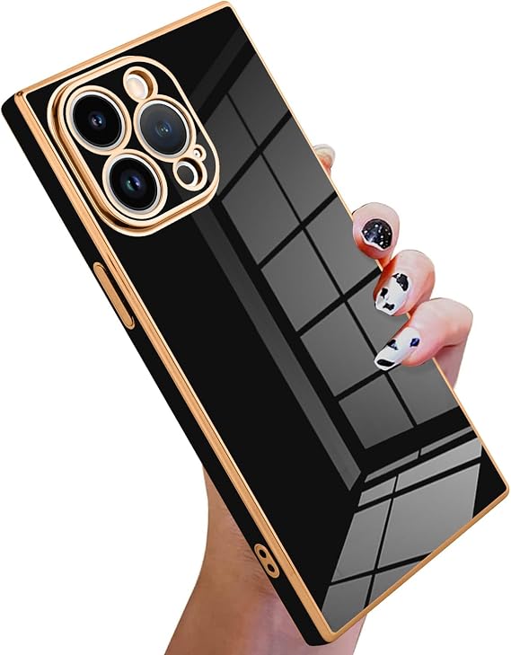 KANGHAR Case for iPhone 15 Pro Max Rectangle Luxury Black