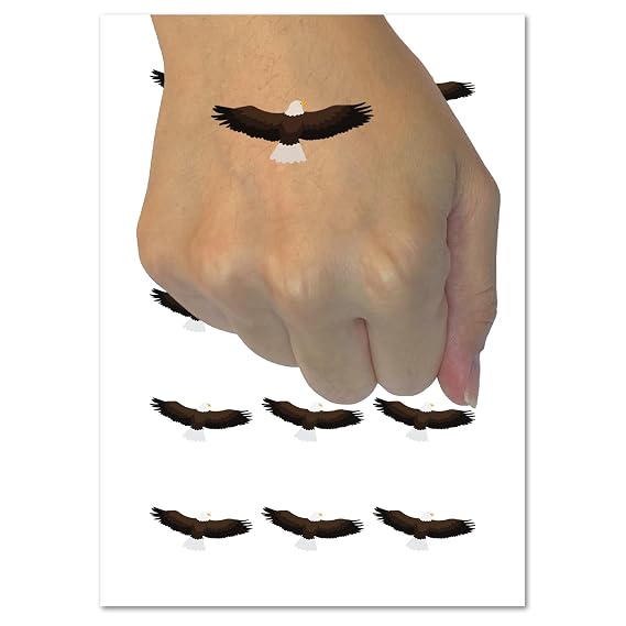 Flying Eagle Solid Temporary Tattoo Water Resistant Fake Body Art Set Collection - 54 1" Tattoos (1 Sheet)