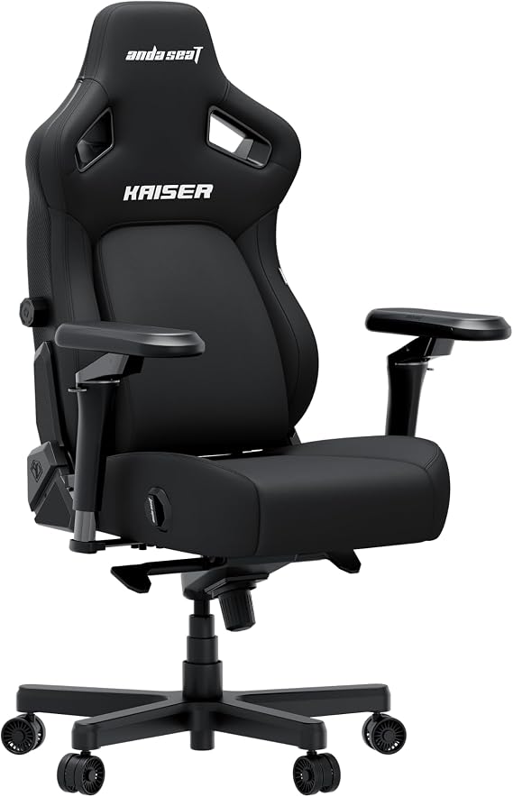 Anda Seat Kaiser 4 XL Gaming Chairs for Adults - Ergonomic Black Fabric Gaming Chairs with 6DArmrest, Comfortable Office Seat with Lumbar Support, Heavy Duty Wide Gamer Seat