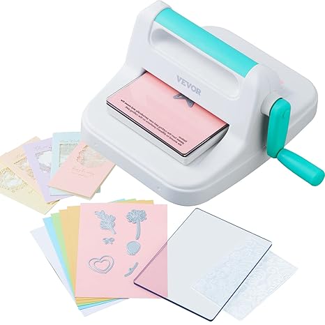 VEVOR Manual Die Cutting & Embossing Machine, Scrapbooking Machine for Arts & Crafts, and Card Making, Full Kit Included, 6 inch Opening Portable White Cut Machines