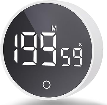 Digital Kitchen Timers, Visual timers Magnetic Countdown Countup Timer Large LED 200 Minutes Display Volume Adjustable for Cooking Fitness Studying, Easy for Kids and Seniors